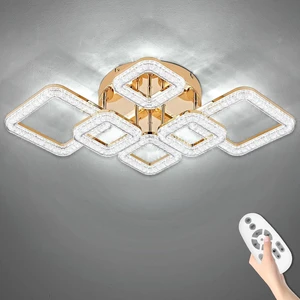 Modern LED 6-Ring Flush Mount Ceiling Light with Remote Control, Gold, 73W Modern LED 6-Ring Flush Mount Ceiling Light with Remote Control, Gold, 73W