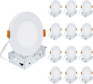 12 Pack 6 Inch LED Recessed Ceiling Light, 5CCT, 1200LM 12W 120V