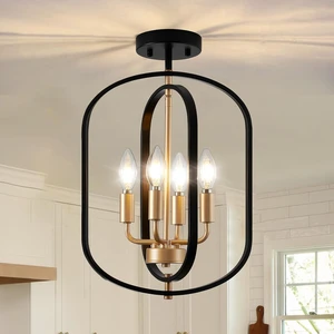 Black Gold Semi Flush Mount Ceiling Light Fixture, Modern Close to Ceiling Light Fixtures Ceiling Mount, Dimmable Foyer Kitchen Lighting Fixtures Ceiling Lights for Bedroom, Hallway, Entryway Black Gold Semi Flush Mount Ceiling Light Fixture, Modern Close to Ceiling Light Fixtures Ceiling Mount, Dimmable Foyer Kitchen Lighting Fixtures Ceiling Lights for Bedroom, Hallway, Entryway