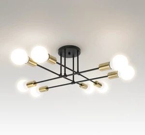ASD Modern Sputnik Chandelier, 8 Lights E26 Base Black & Gold ETL ASD Modern Sputnik Chandelier, 8 Lights E26 Base Black & Gold ETL