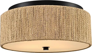 YUBOLE Woven Ceiling Light 3-Light Bohemian Flush Mount Ceiling Light