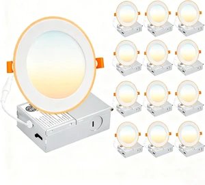12 Pack 6 Inch LED Recessed Lighting, Canless Wafer Downlight, White 12 Pack 6 Inch LED Recessed Lighting, Canless Wafer Downlight, White
