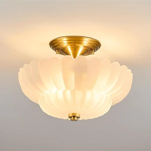11.8" Vinatge Scalloped Glass Semi Flush Mount Ceiling Light 11.8" Vinatge Scalloped Glass Semi Flush Mount Ceiling Light