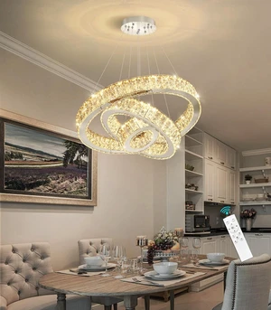 Modern Crystal Chandelier 36W Dimmable LED Ceiling Light Fixture with Remote Luxury Adjustable Pendant Light for Living Room Dining Room Silver Modern Crystal Chandelier 36W Dimmable LED Ceiling Light Fixture with Remote Luxury Adjustable Pendant Light for Living Room Dining Room Silver