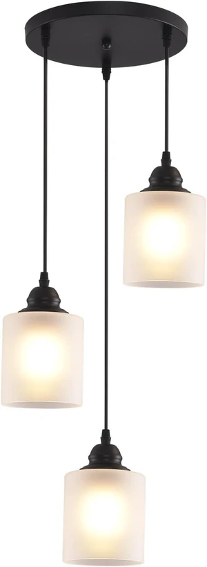 3 Lights Industrial Pendant Light with Glass Shade Matte Black Pendant Lighting Adjustable Industrial Retro Style Hanging Light,Kitchen Island Farmhouse Pendant Lights Fixtures for Kitchen,Farmhouse 3 Lights Industrial Pendant Light with Glass Shade Matte Black Pendant Lighting Adjustable Industrial Retro Style Hanging Light,Kitchen Island Farmhouse Pendant Lights Fixtures for Kitchen,Farmhouse