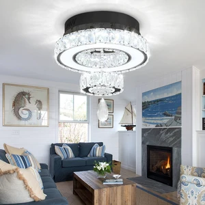 Flashing God 12" Modern Crystal Chandeliers Flush Mount Ceiling Light Black Chandelier for Hallway LED Dimmable Mini Chandelier for Dining Room Living Room Bedroom Flashing God 12" Modern Crystal Chandeliers Flush Mount Ceiling Light Black Chandelier for Hallway LED Dimmable Mini Chandelier for Dining Room Living Room Bedroom