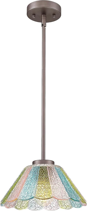 HWH Modern Hanging Light Fixture, Colored Floral Glass, 5HJX110MIL ORB-C