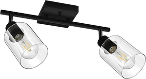 BoostArea LED 2 Light Track Lighting Kit, 2 Way Ceiling Spot Lighting with Glass Lampshade, Flexibly Rotatable Light Head for Kitchen, Living Room, Bedroom, Bulb Not Included BoostArea LED 2 Light Track Lighting Kit, 2 Way Ceiling Spot Lighting with Glass Lampshade, Flexibly Rotatable Light Head for Kitchen, Living Room, Bedroom, Bulb Not Included