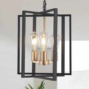 Black Gold Chandelier for Dining Room, Modern Farmhouse 3 Light Entryway Pendant Light Fixture Adjustable Geometric Industrial Rustic Foyer Light for Living Room Kitchen Island Hallway Bedroom Black Gold Chandelier for Dining Room, Modern Farmhouse 3 Light Entryway Pendant Light Fixture Adjustable Geometric Industrial Rustic Foyer Light for Living Room Kitchen Island Hallway Bedroom