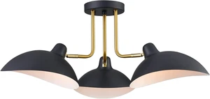 YUBOLE 3-Light Semi Flush Mount Ceiling Light, Adjustable Heads, Black Gold YUBOLE 3-Light Semi Flush Mount Ceiling Light, Adjustable Heads, Black Gold