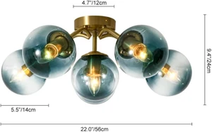 6-Light Sputnik Bubble Chandelier Light Fixture, 22" Modern Semi-Flush Chandelier Light, G9 Art Deco Bubble Lighting Fixture for Living Room, Dining Room, Entryway (Blue, 6 Light) 6-Light Sputnik Bubble Chandelier Light Fixture, 22" Modern Semi-Flush Chandelier Light, G9 Art Deco Bubble Lighting Fixture for Living Room, Dining Room, Entryway (Blue, 6 Light)