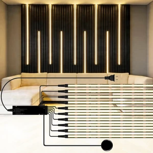 12V LED Cabinet Lighting Kit 10pcs Self-Adhesive Cuttable 6.56Ft 4000K