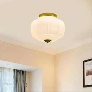 Vintage 3-Lights Milk Glass Ceiling Light, Mid Century Semi Flush Mount Ceiling Light Fixture, Chandelier for Living Room Dining Room Hallway Bedroom, 15 Inch, Pumpkin Ceiling Light, White Vintage 3-Lights Milk Glass Ceiling Light, Mid Century Semi Flush Mount Ceiling Light Fixture, Chandelier for Living Room Dining Room Hallway Bedroom, 15 Inch, Pumpkin Ceiling Light, White