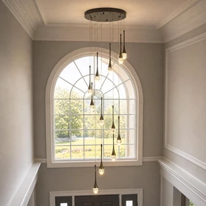 12-Light LED Crystal Chandelier for High Ceilings, 20" Modern Black Pendant Light, Adjustable Height, Dimmable & Color Temperature Adjustable, Remote & App Control for Foyer Staircase Living Room 12-Light LED Crystal Chandelier for High Ceilings, 20" Modern Black Pendant Light, Adjustable Height, Dimmable & Color Temperature Adjustable, Remote & App Control for Foyer Staircase Living Room
