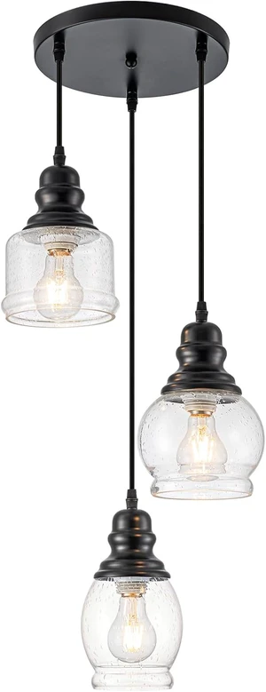 WILON 3 Light Seeded Glass Mini Pendant Lights Kitchen Island WILON 3 Light Seeded Glass Mini Pendant Lights Kitchen Island