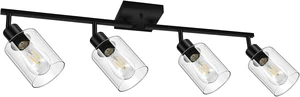 BoostArea LED 4 Light Track Lighting Kit, 4 Way Ceiling Spot Lighting with Glass Lampshade, Flexibly Rotatable Light Head for Kitchen, Living Room, Bedroom, Bulb Not Included BoostArea LED 4 Light Track Lighting Kit, 4 Way Ceiling Spot Lighting with Glass Lampshade, Flexibly Rotatable Light Head for Kitchen, Living Room, Bedroom, Bulb Not Included