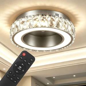 Aipsun 11" Nickel Modern Crystal Flush Mount LED Ceiling Light with Remote Aipsun 11" Nickel Modern Crystal Flush Mount LED Ceiling Light with Remote