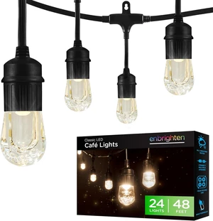 Enbrighten Classic Outdoor String Lights, 48ft, 24 Bulbs, White Light Only Enbrighten Classic Outdoor String Lights, 48ft, 24 Bulbs, White Light Only