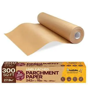 Unbleached Parchment Paper Roll, 15in x 242ft, 300 Sq.Ft, Non-Stick with Serrated Cutter for Baking, Cooking, Air Fryer Unbleached Parchment Paper Roll, 15in x 242ft, 300 Sq.Ft, Non-Stick with Serrated Cutter for Baking, Cooking, Air Fryer