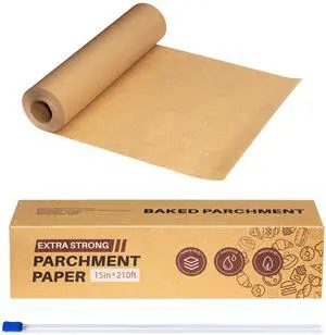 Unbleached 15in x 210ft Parchment Paper Roll with Built-in Slide Cutter - Food Grade Non-Stick Baking Paper for Cooking, Baking, Grilling, Air Fryer & Steaming Unbleached 15in x 210ft Parchment Paper Roll with Built-in Slide Cutter - Food Grade Non-Stick Baking Paper for Cooking, Baking, Grilling, Air Fryer & Steaming