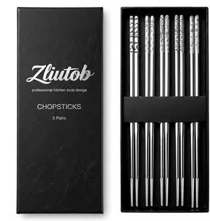 Metal Chopsticks Stainless Steel Reusable Non-Slip 5 Pairs | Stainless steel chopsticks with textured tips and square grip, reusable and dishwasher safe for sushi, ramen and daily meals. Metal Chopsticks Stainless Steel Reusable Non-Slip 5 Pairs | Stainless steel chopsticks with textured tips and square grip, reusable and dishwasher safe for sushi, ramen and daily meals.