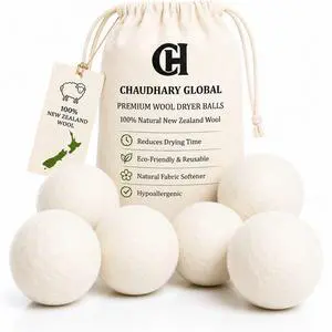 Wool Dryer Balls XL 6-Pack 100% New Zealand Wool, Reusable Natural Fabric Softener, Reduces Drying Time, Static & Wrinkles, Eco-Friendly Laundry Balls Wool Dryer Balls XL 6-Pack 100% New Zealand Wool, Reusable Natural Fabric Softener, Reduces Drying Time, Static & Wrinkles, Eco-Friendly Laundry Balls