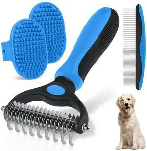 Pet Grooming Rake,Metal Comb, Bathing Grooming Brush for Dogs and Cats | 4-in-1 Pet Grooming Kit Deshedding Dematting Tool for Long & Short Haired Pets,Double-Sided Undercoat Rake Pet Grooming Rake,Metal Comb, Bathing Grooming Brush for Dogs and Cats | 4-in-1 Pet Grooming Kit Deshedding Dematting Tool for Long & Short Haired Pets,Double-Sided Undercoat Rake