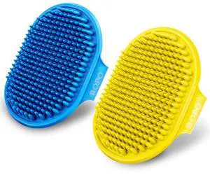 Dog Bath Brush, Dog Shampoo Brush With Adjustable Ring Handle Long Bristles, Upgraded Version Anti-Slip Back & Strap, Pet Grooming Brush for Dogs & Cats 2pcs Dog Bath Brush, Dog Shampoo Brush With Adjustable Ring Handle Long Bristles, Upgraded Version Anti-Slip Back & Strap, Pet Grooming Brush for Dogs & Cats 2pcs