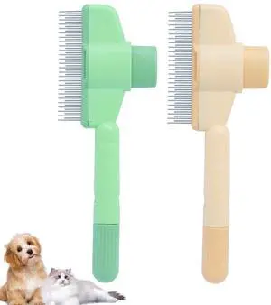 2PCS Pet Comb for Dogs & Cats Pet Hair Removal Comb with Long & Short Stainless Steel Metal Teeth for Shedding and Tangles Self-Cleaning Cat Grooming Brush with Release Button (2PCS set) 2PCS Pet Comb for Dogs & Cats Pet Hair Removal Comb with Long & Short Stainless Steel Metal Teeth for Shedding and Tangles Self-Cleaning Cat Grooming Brush with Release Button (2PCS set)