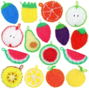 16pcs Fruit Dish Srubbies,Non Scratch Dishwashing Sponges,Double Layer Reusable Hand-Knitting Kitchen Cleaning Dish Sponge Scrubber for Dishwashing Washing Dishes Cookware Tubs Sinks 16pcs Fruit Dish Srubbies,Non Scratch Dishwashing Sponges,Double Layer Reusable Hand-Knitting Kitchen Cleaning Dish Sponge Scrubber for Dishwashing Washing Dishes Cookware Tubs Sinks