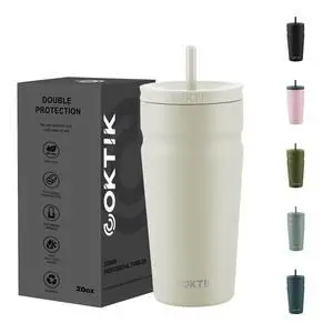 20oz Insulated Tumbler with Lid and Straw Iced Coffee Cup Reusable Stainless Steel Travel Mug Water Bottle Cupholder Friendly for Women Men Her Him (Almond Birch) 20oz Insulated Tumbler with Lid and Straw Iced Coffee Cup Reusable Stainless Steel Travel Mug Water Bottle Cupholder Friendly for Women Men Her Him (Almond Birch)