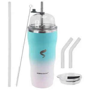20oz Tumbler with Straw and Lid, Stainless Steel Insulated Travel Cup, 18/8 Double Wall Vacuum Tumbler, Leak Resistant Lid, Cup Holder Friendly Coffee Cup, Blue White Gradient 20oz Tumbler with Straw and Lid, Stainless Steel Insulated Travel Cup, 18/8 Double Wall Vacuum Tumbler, Leak Resistant Lid, Cup Holder Friendly Coffee Cup, Blue White Gradient