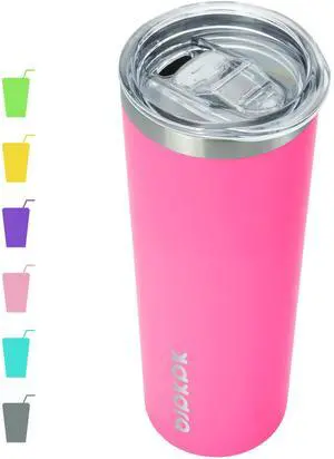 20 oz Skinny Tumbler with Lid, Stainless Steel Insulated Coffee Cup | Double Wall Vacuum, Keeps Hot/Cold, Thermal Cup, Non-Sweat, Slim Body Fits Car Holder, Straw Included, Pink 20 oz Skinny Tumbler with Lid, Stainless Steel Insulated Coffee Cup | Double Wall Vacuum, Keeps Hot/Cold, Thermal Cup, Non-Sweat, Slim Body Fits Car Holder, Straw Included, Pink