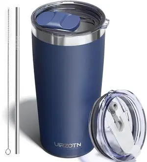 20oz Travel Coffee Tumbler, Insulated Travel Mug, Navy Blue | Includes 2 Lids & Straw, Stainless Steel, Vacuum Insulated, Fits Car Cup Holders, Hot & Cold Drinks, Reusable Cup 20oz Travel Coffee Tumbler, Insulated Travel Mug, Navy Blue | Includes 2 Lids & Straw, Stainless Steel, Vacuum Insulated, Fits Car Cup Holders, Hot & Cold Drinks, Reusable Cup