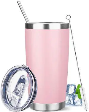 20 oz Tumbler with Lids and Straws, Stainless Steel Insulated Travel Coffee Mug, Double Wall Vacuum Insulated Tumblers, Powder Coated Coffee Tumbler for Cold & Hot Drinks (Pink) 20 oz Tumbler with Lids and Straws, Stainless Steel Insulated Travel Coffee Mug, Double Wall Vacuum Insulated Tumblers, Powder Coated Coffee Tumbler for Cold & Hot Drinks (Pink)