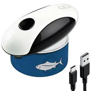 Electric Can Opener, Rechargeable Hands Free Kitchen Gadget, White | Automatic One-Touch Operation, Safe Smooth Edge, USB-C Charging, Easy Grip, Senior Friendly, Works With All Common Cans Electric Can Opener, Rechargeable Hands Free Kitchen Gadget, White | Automatic One-Touch Operation, Safe Smooth Edge, USB-C Charging, Easy Grip, Senior Friendly, Works With All Common Cans