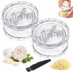 2PCS Clear Manual Garlic and Ginger Twister Mincer Tool | Multi-Functional Mincer & Grinder for Garlic, Onion, Ginger, Herbs, Nuts, Impact Resistant Kitchen Gadget & Home Accessory 2PCS Clear Manual Garlic and Ginger Twister Mincer Tool | Multi-Functional Mincer & Grinder for Garlic, Onion, Ginger, Herbs, Nuts, Impact Resistant Kitchen Gadget & Home Accessory