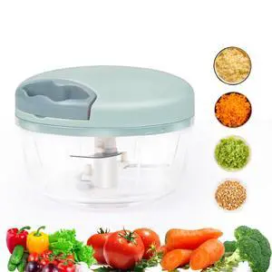 Garlic Chopper, Pull-String Vegetable Onion Mincer | Manual Food Processor, 500ml, Hand Food Chopper, with Container, Kitchen Cutter for Chili Ginger Herb, Green Garlic Chopper, Pull-String Vegetable Onion Mincer | Manual Food Processor, 500ml, Hand Food Chopper, with Container, Kitchen Cutter for Chili Ginger Herb, Green