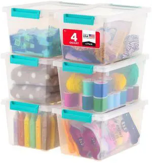 Storage Bins with Lids |Made in USA| 4 Qt - (6-Pack) - Clear | Sensory Craft Organizers, Plastic Clip Box Totes, Flat Containers for Organizing Paper, Office, Art & Study Supplies Storage Bins with Lids |Made in USA| 4 Qt - (6-Pack) - Clear | Sensory Craft Organizers, Plastic Clip Box Totes, Flat Containers for Organizing Paper, Office, Art & Study Supplies