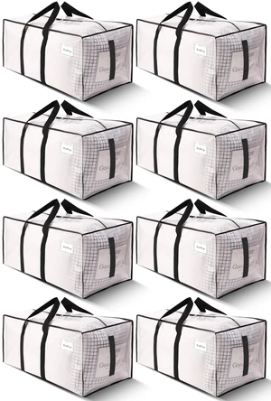 Supports 200lbs Heavy Duty Moving Bags - Strong Zipper & Wrap-Around Handles - Water-Resistant Storage Totes, Durable Alternative to Moving Boxes - 8 Pack - Semi-Transparent Supports 200lbs Heavy Duty Moving Bags - Strong Zipper & Wrap-Around Handles - Water-Resistant Storage Totes, Durable Alternative to Moving Boxes - 8 Pack - Semi-Transparent