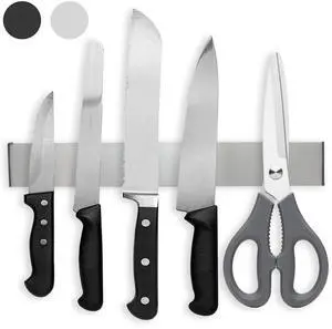 Magnetic Knife Holder for Wall, 12" Magnetic Knife Strips, Stainless Steel Magnetic Bar as a Knife Holder, Magnetic Strip for Knives for Kitchen Utensil Organizer (Silver, 12 Inch) Magnetic Knife Holder for Wall, 12" Magnetic Knife Strips, Stainless Steel Magnetic Bar as a Knife Holder, Magnetic Strip for Knives for Kitchen Utensil Organizer (Silver, 12 Inch)