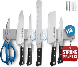 Magnetic Knife Holder for Wall & Fridge, 10" Knife Magnetic Strip | Stainless Steel Bar Holds up to 15 Lbs, Easy Mount with Strong Magnets or Screws Magnetic Knife Holder for Wall & Fridge, 10" Knife Magnetic Strip | Stainless Steel Bar Holds up to 15 Lbs, Easy Mount with Strong Magnets or Screws