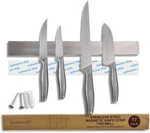 Premium Magnetic Knife Strip for Wall no Drilling 17 Inch Stainless Steel Magnetic Knife Holder with Strong Adhesive Tape - Kitchen Magnet Knife Bar with Screws (Upgraded Version) Premium Magnetic Knife Strip for Wall no Drilling 17 Inch Stainless Steel Magnetic Knife Holder with Strong Adhesive Tape - Kitchen Magnet Knife Bar with Screws (Upgraded Version)