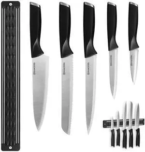 Black Knife Set with Magnetic Strip for Wall,6-Piece | Ultra Sharp Magnetic Knives Set for Kitchen, Dishwasher Safe Small Knife Set for Meat Vegetable Cutting Black Knife Set with Magnetic Strip for Wall,6-Piece | Ultra Sharp Magnetic Knives Set for Kitchen, Dishwasher Safe Small Knife Set for Meat Vegetable Cutting