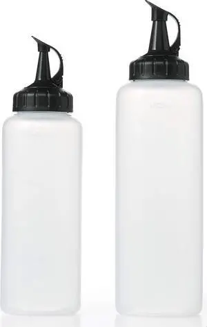 Good Grips Chef's Squeeze Bottles for Sauces and Dressings - Set of 2 | Includes 12 oz & 16 oz Bottles with Measurement Markings, Ideal for Plating, Condiments, Cooking Sauces, Oils, Kitchen Use Good Grips Chef's Squeeze Bottles for Sauces and Dressings - Set of 2 | Includes 12 oz & 16 oz Bottles with Measurement Markings, Ideal for Plating, Condiments, Cooking Sauces, Oils, Kitchen Use