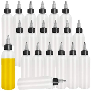 20-Pack 4oz/120ml Plastic Boston Squeeze Bottles with Twist Top Cap | White LDPE Bottles for Liquids, Inks, Oils, Crafts, Kitchen, Household 20-Pack 4oz/120ml Plastic Boston Squeeze Bottles with Twist Top Cap | White LDPE Bottles for Liquids, Inks, Oils, Crafts, Kitchen, Household