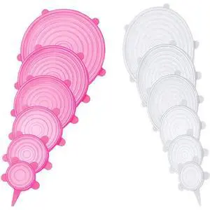 12 pcs Silicone Stretch lids set, 6 Sizes, Reusable Food Storage Covers Silicone Bowl CoversFlexible to Fit All Shape of ContainersFood Cover to Keep Food Fresh (pink,white) 12 pcs Silicone Stretch lids set, 6 Sizes, Reusable Food Storage Covers Silicone Bowl CoversFlexible to Fit All Shape of ContainersFood Cover to Keep Food Fresh (pink,white)
