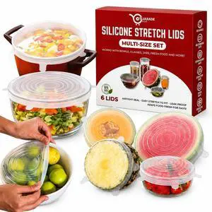 Silicone Stretch Lids 6 Pack, Reusable Food Storage Covers Silicone Stretch Lids 6 Pack, Reusable Food Storage Covers