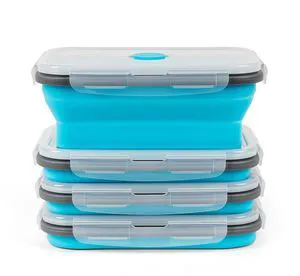 Collapsible Silicone Food Storage Containers Set with Lid & Air Vent,Foldable Lunch Containers(4PCS,Blue,27oz) Collapsible Silicone Food Storage Containers Set with Lid & Air Vent,Foldable Lunch Containers(4PCS,Blue,27oz)