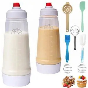 Pancake Batter Dispenser 7-Accessory Set, 2 Pack, 1000ml (34oz) | BPA-Free Silicone Squeeze Bottles with Whisk Ball, Leakproof Heat-Resistant Design for Pancakes, Waffles, Cupcakes & Muffins Pancake Batter Dispenser 7-Accessory Set, 2 Pack, 1000ml (34oz) | BPA-Free Silicone Squeeze Bottles with Whisk Ball, Leakproof Heat-Resistant Design for Pancakes, Waffles, Cupcakes & Muffins